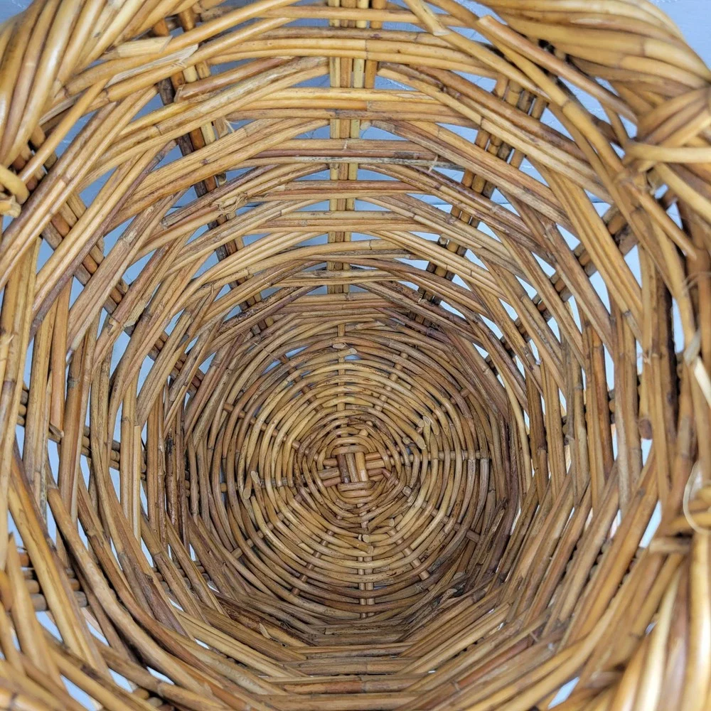 Handmade Woven Wicker Stick Basket Large Rustic Storage Handles Farmhouse Decor